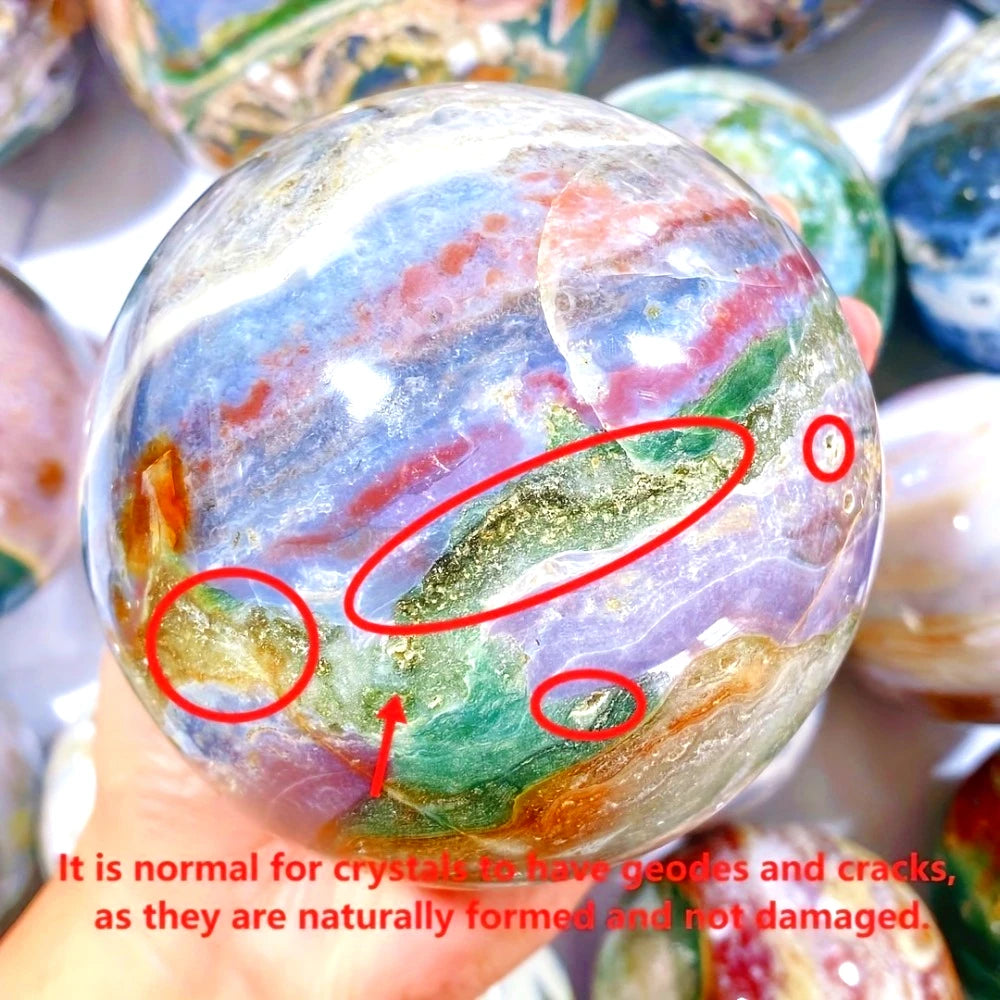 CrystalHola Ocean Jasper Sphere Healing Crystal Decoration
