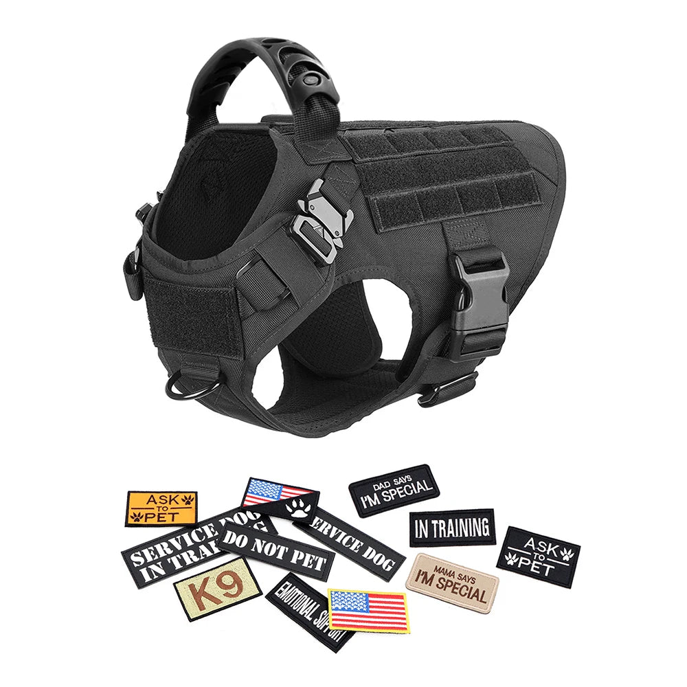 PETRAVELCN Military Dog Harness Vest With Leash Patches
