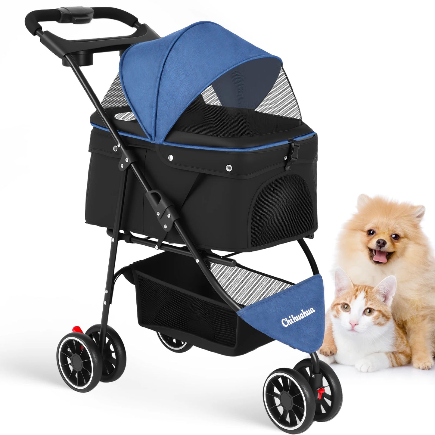 CHIHUAHUA Pet Stroller For Small Dogs Cats Travel Foldable Carrier