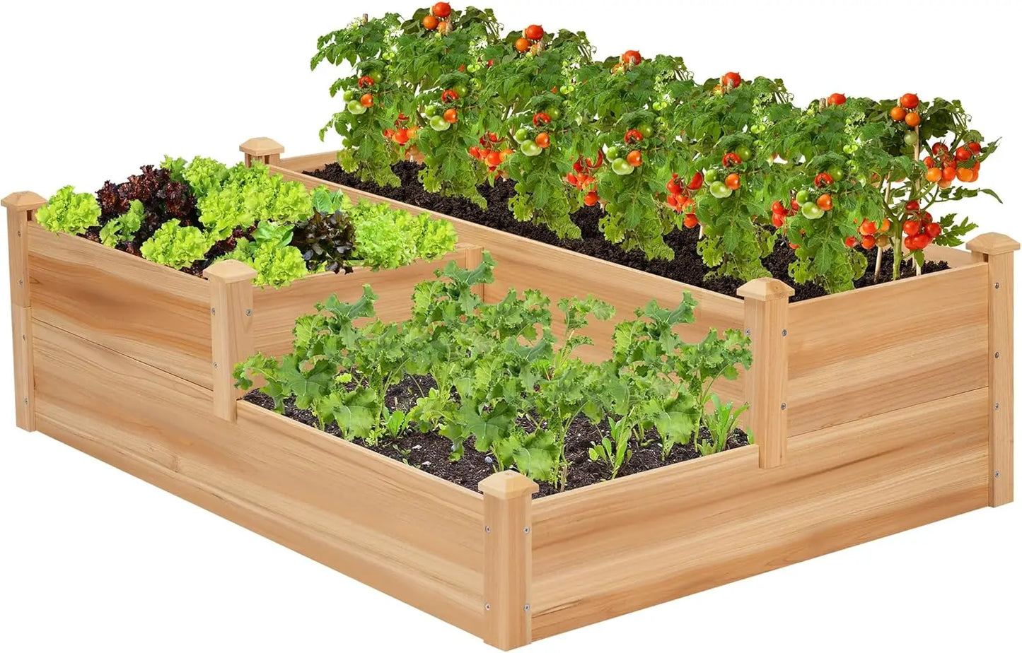 Three Tier Wooden Raised Garden Bed Planter