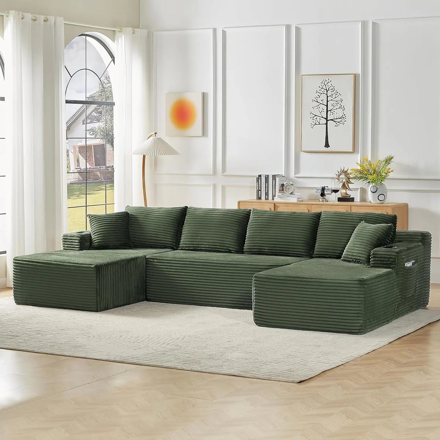 Modular Sectional Sleeper Sofa U Shaped Boneless Cloud Couch