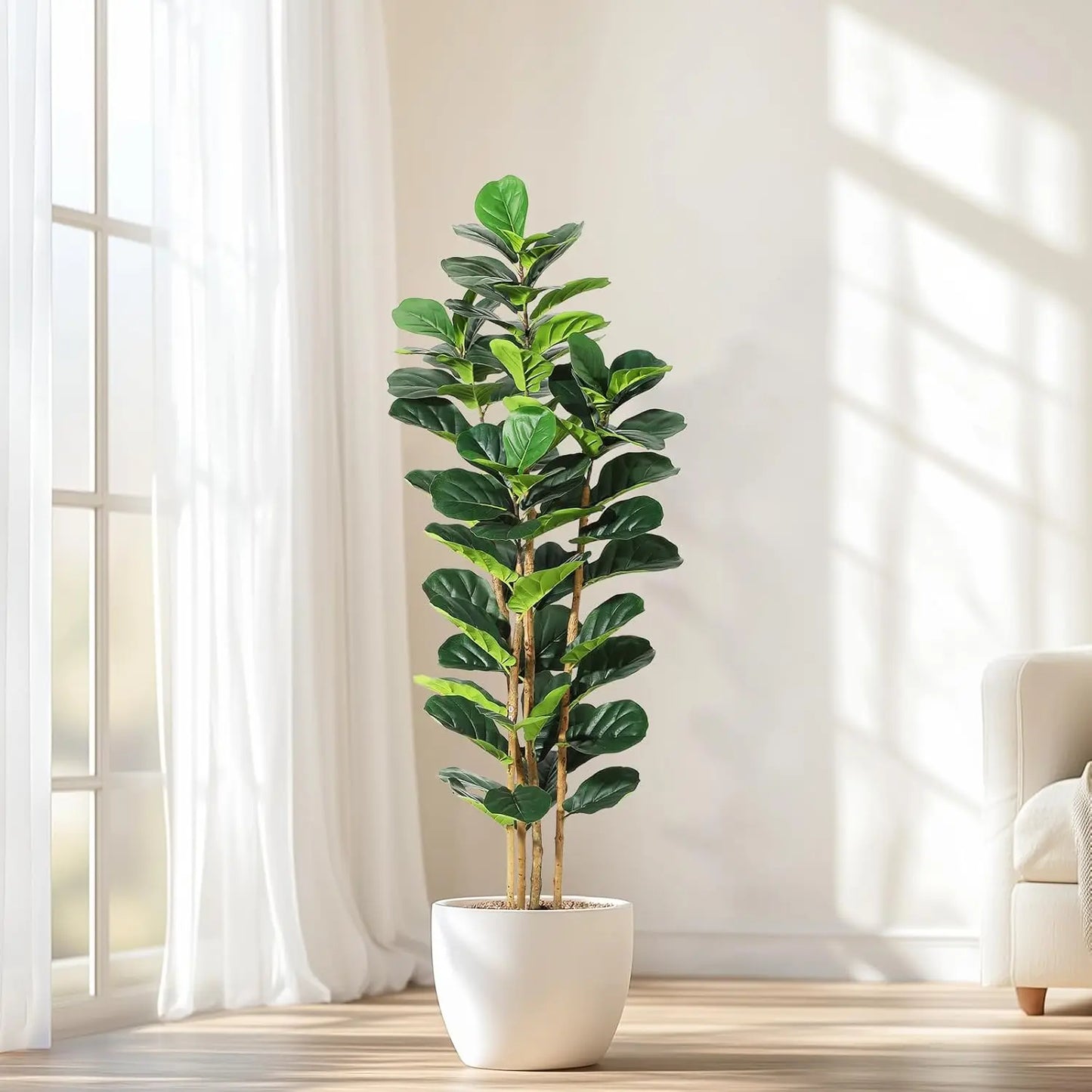 HiMISS Fiddle Leaf Fig Tree With Pot Faux Plant Home