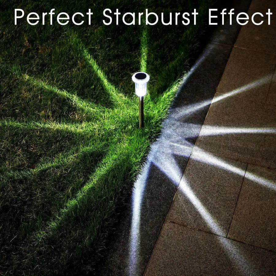 Solar Stake Lights Outdoor 15 Pack Waterproof Stainless Steel Pathway