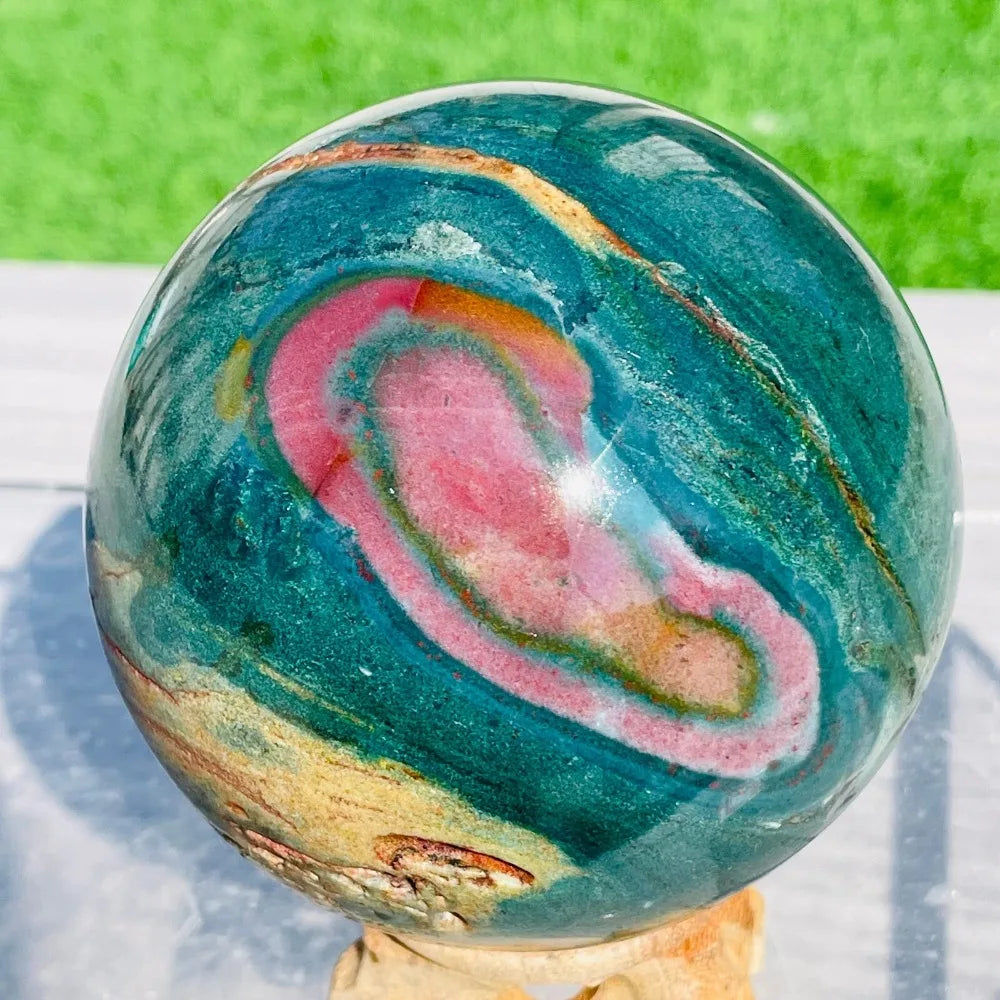CrystalHola Ocean Jasper Sphere Healing Crystal Decoration