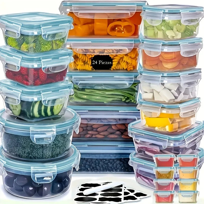 BPA Free Food Storage Set With Airtight Lids And Labels