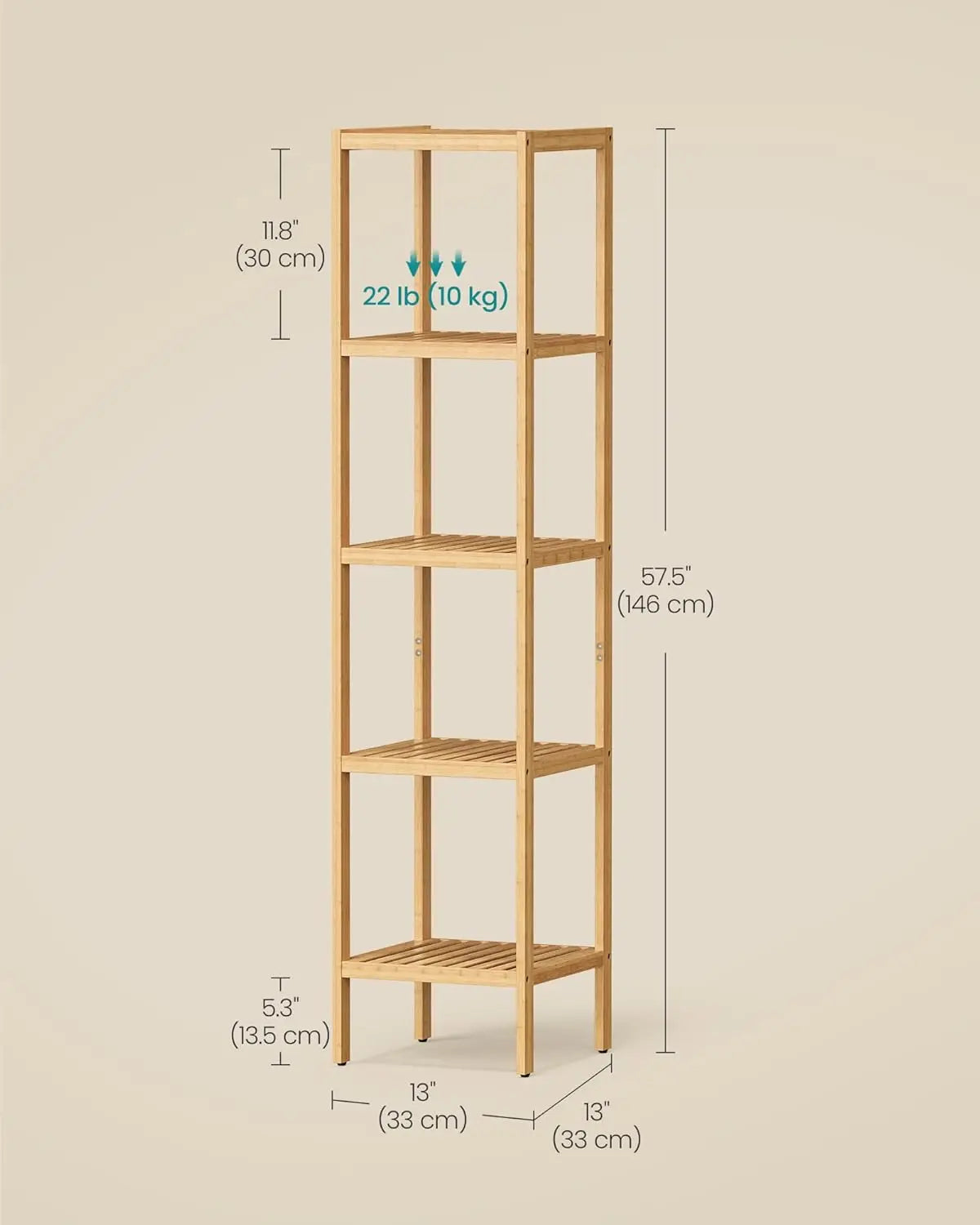 Five-Tier Bamboo Storage Shelf Multifunctional For Entryway Kitchen