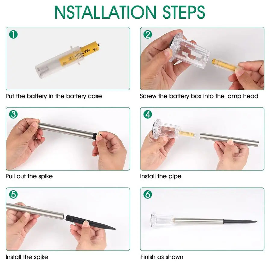 Solar Stake Lights Outdoor 15 Pack Waterproof Stainless Steel Pathway