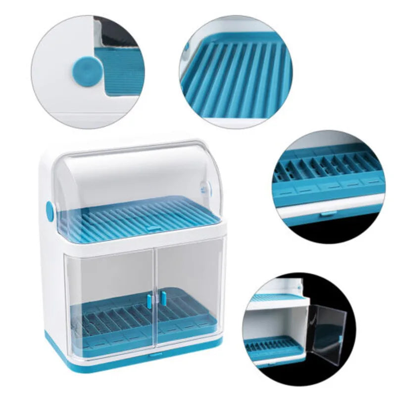 Two Layer Kitchen Cutlery Rack With Dish Drying Lid