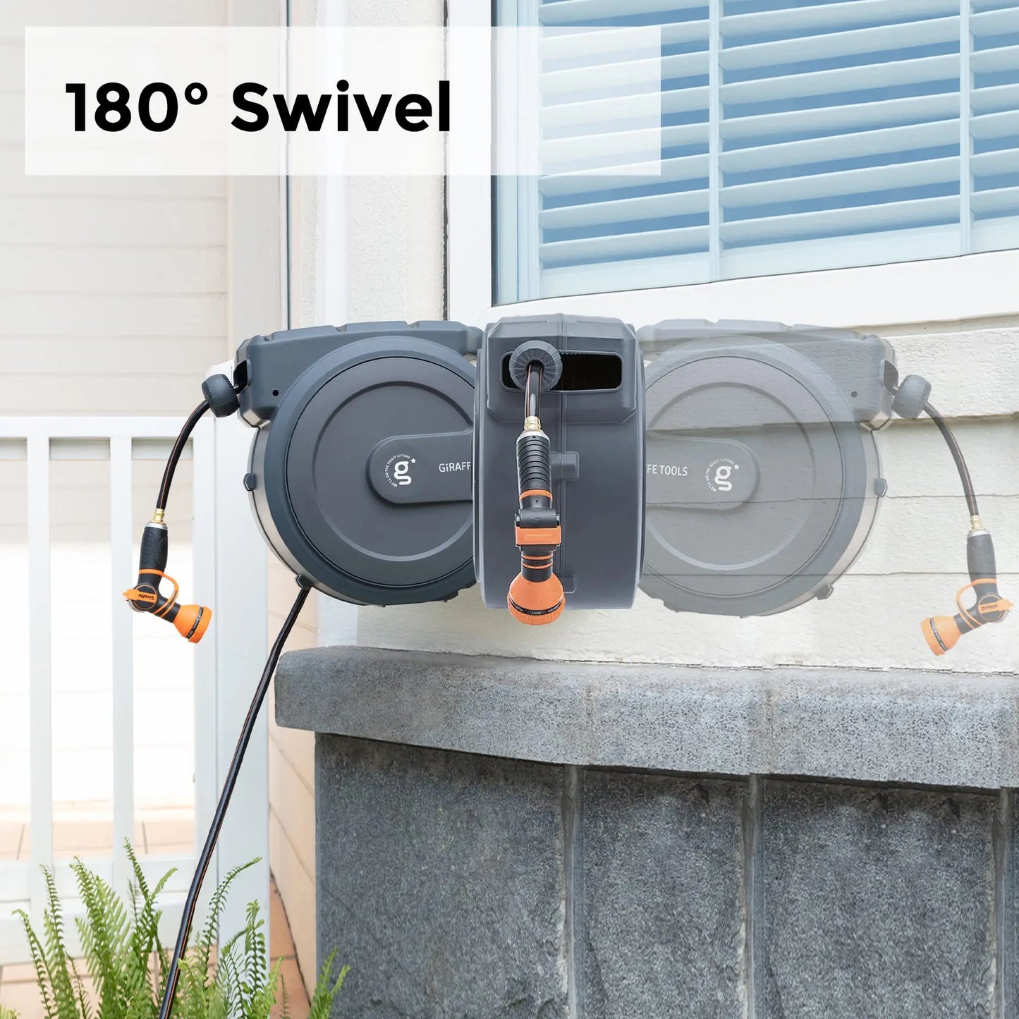 Giraffe Tools AW40 Retractable Hose Reel Wall Mount With Auto Rewind