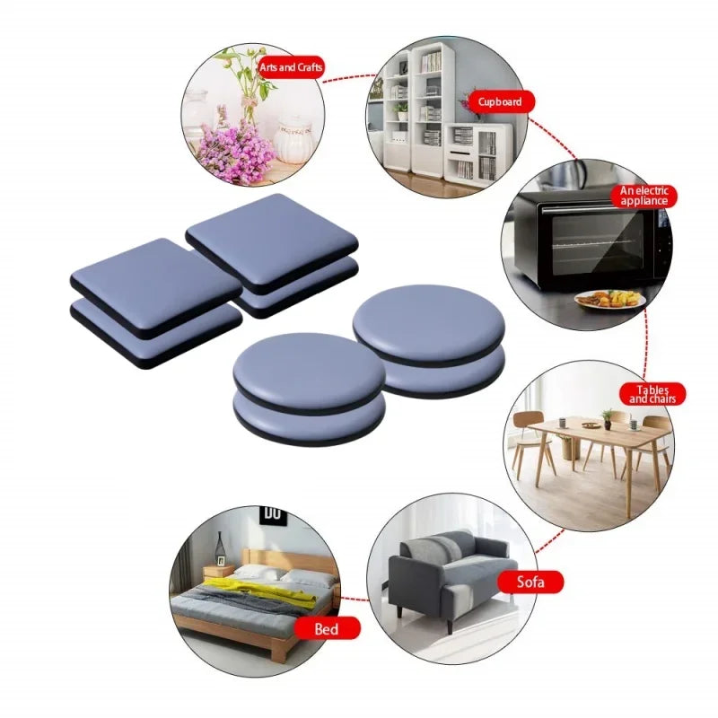 4Pcs Set Furniture Leg Slider Pads Anti Scratch Floor Protectors