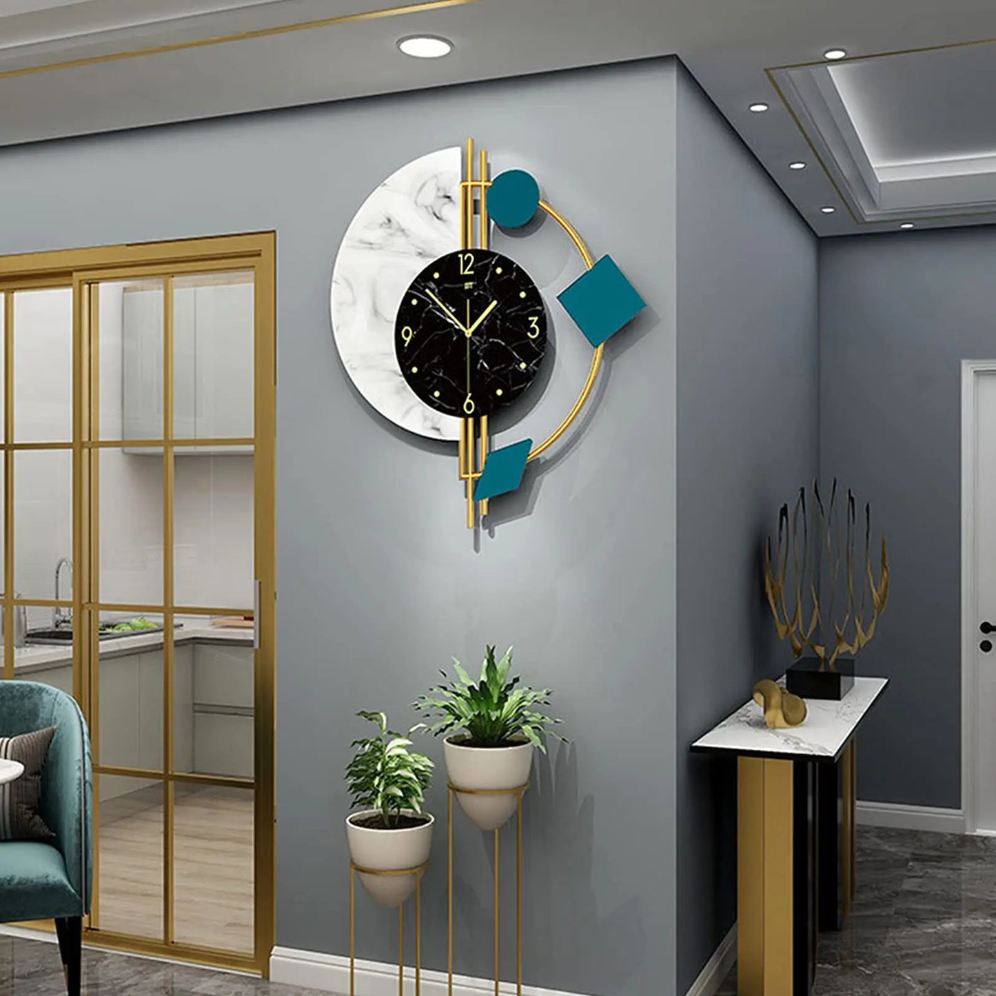 Nordic Style Mid Century Metal Wall Clock Silent Battery Operated