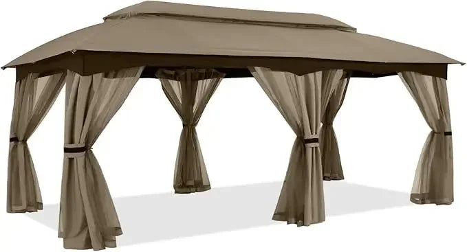 Outdoor Patio Gazebo With Upgrade Steel Frame And Netting Walls