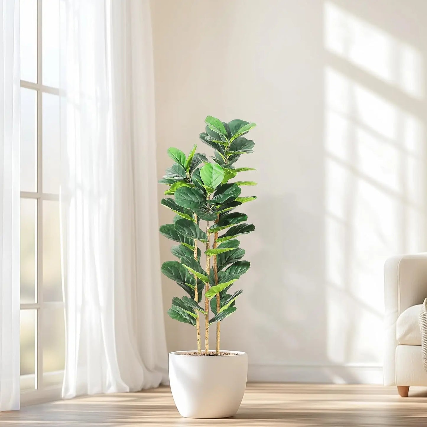 HiMISS Fiddle Leaf Fig Tree With Pot Faux Plant Home