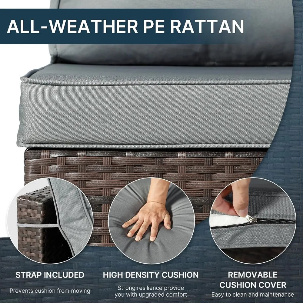 Outdoor All Weather PE Rattan Patio Furniture Set 7 Pieces