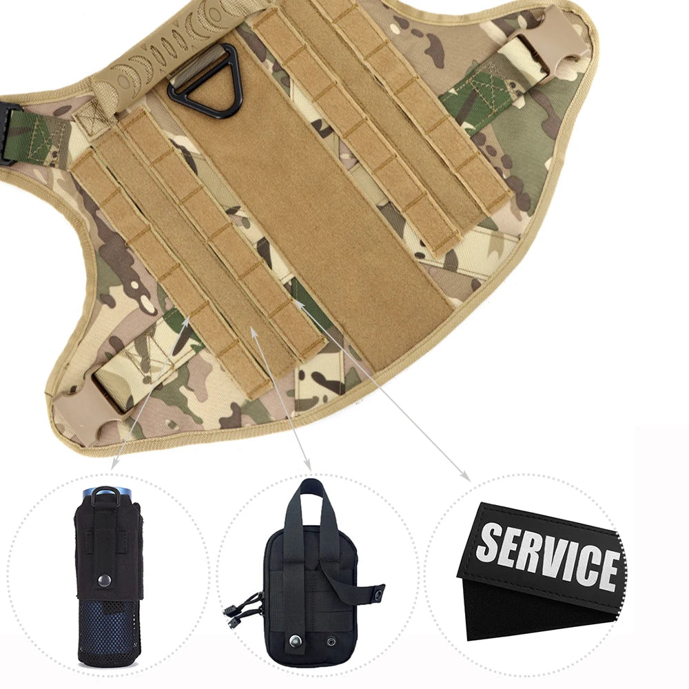 PETRAVELCN Military Dog Harness Vest With Leash Patches