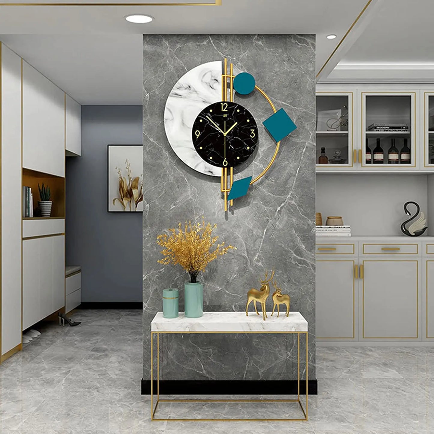Nordic Style Mid Century Metal Wall Clock Silent Battery Operated