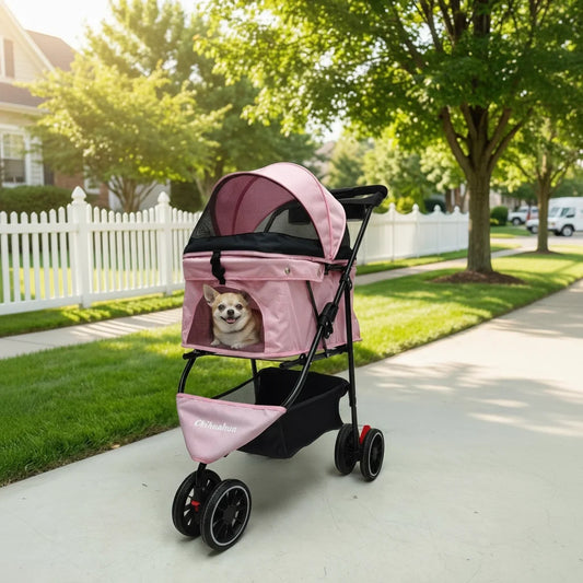 CHIHUAHUA Pet Stroller For Small Dogs Cats Travel Foldable Carrier