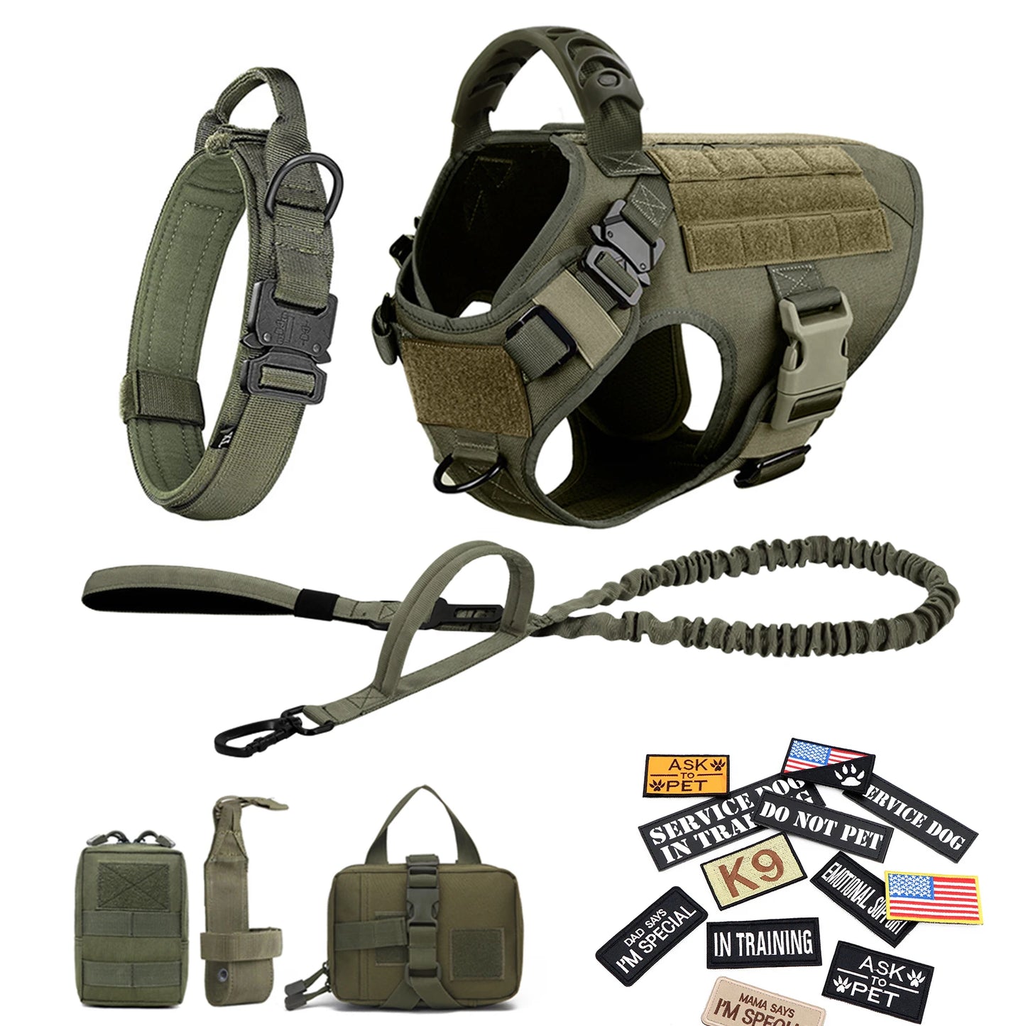 PETRAVELCN Military Dog Harness Vest With Leash Patches