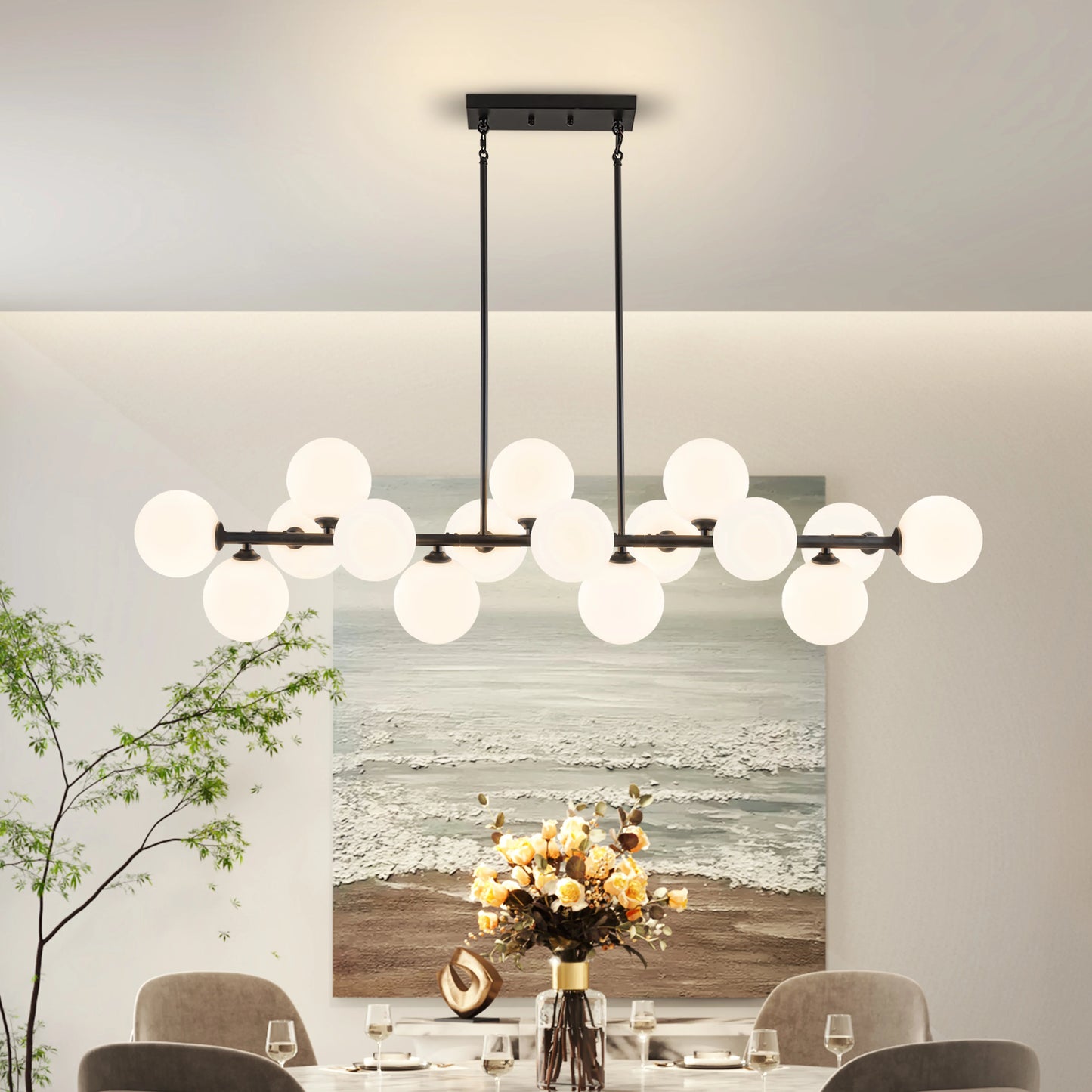 Mid Century Modern Sputnik Chandelier 16 Light Dining Room Fixture