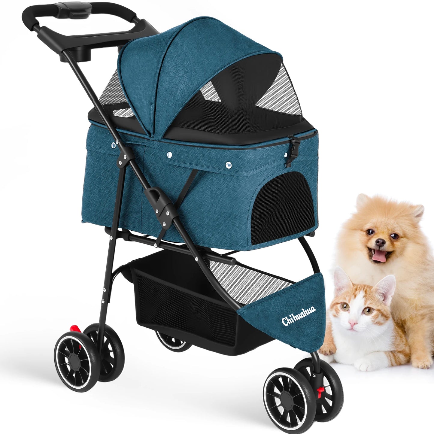 CHIHUAHUA Pet Stroller For Small Dogs Cats Travel Foldable Carrier