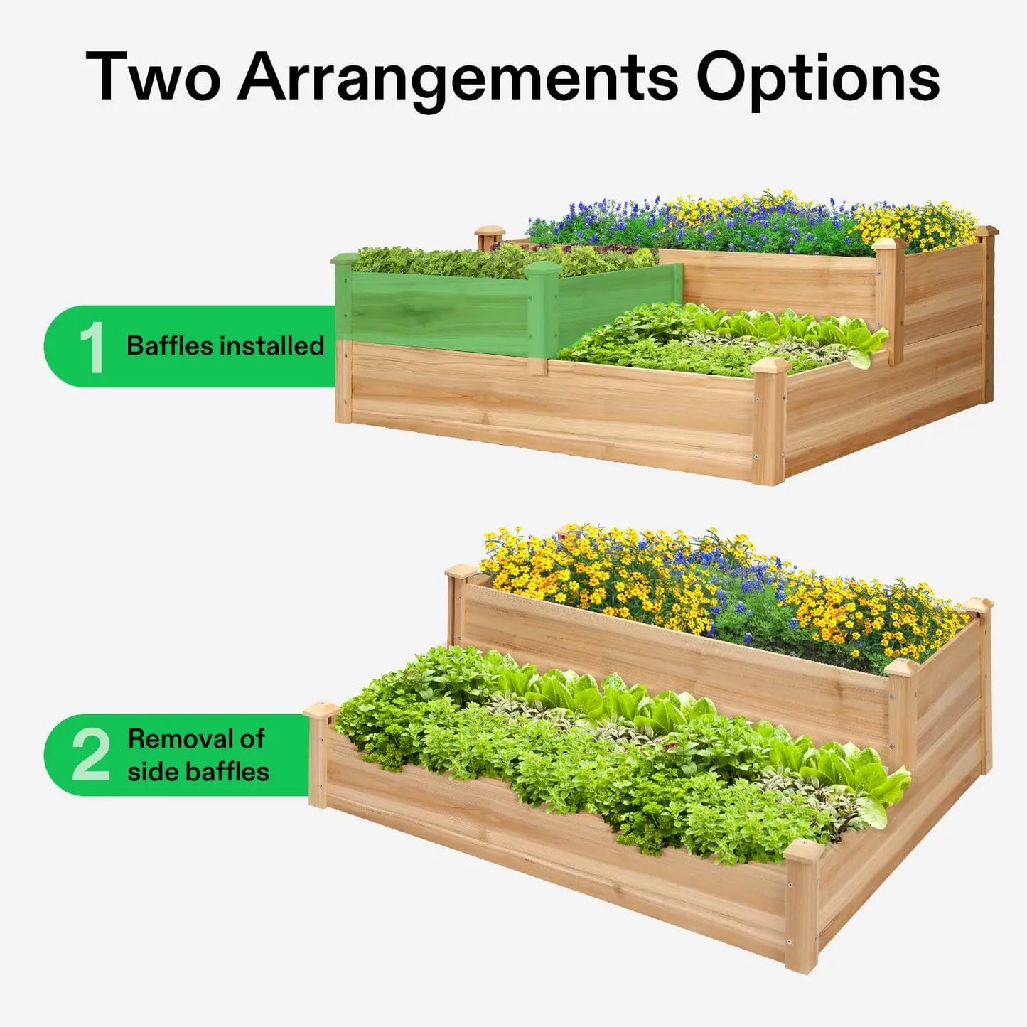 Three Tier Wooden Raised Garden Bed Planter