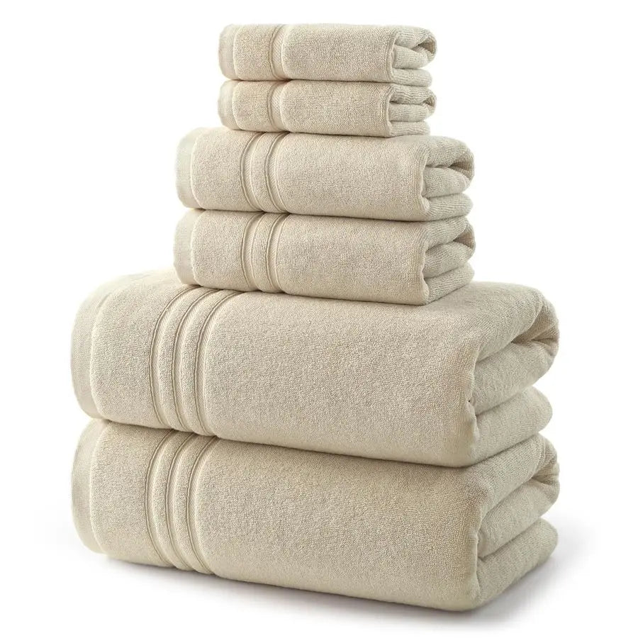 6 Piece Luxurious Bath Towel Set 100% Cotton 600 GSM