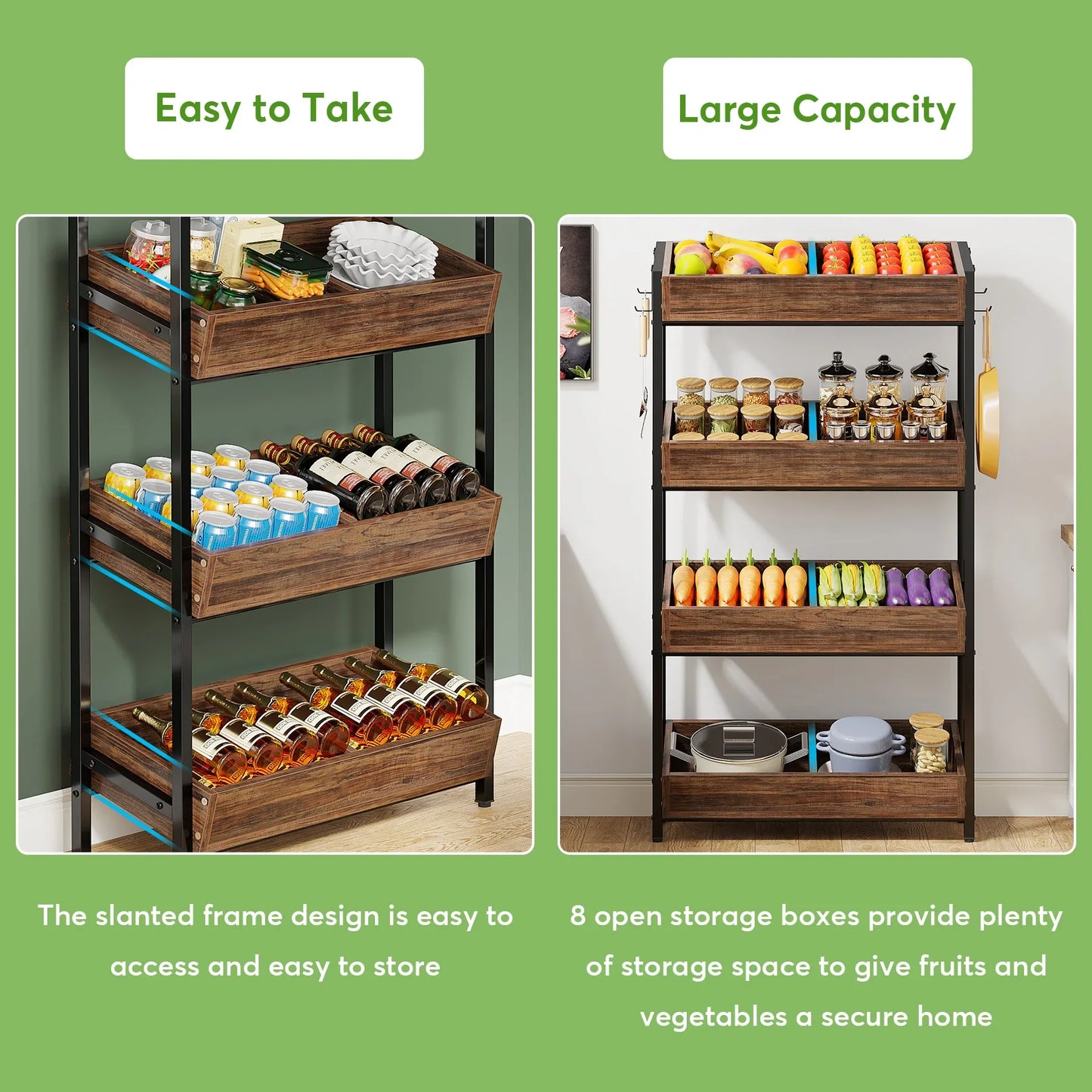 Tribesigns 4 Tier Wood Storage Shelves For Kitchen And Office