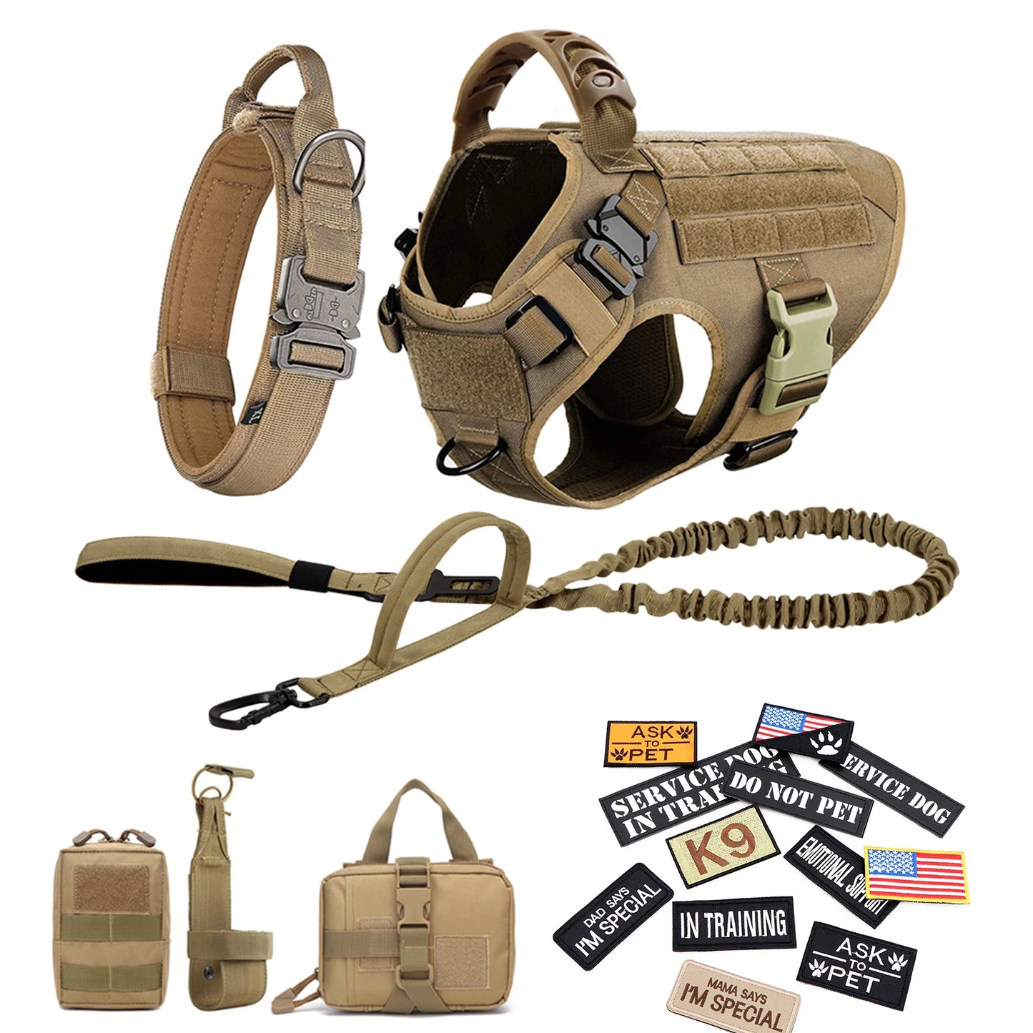 PETRAVELCN Military Dog Harness Vest With Leash Patches