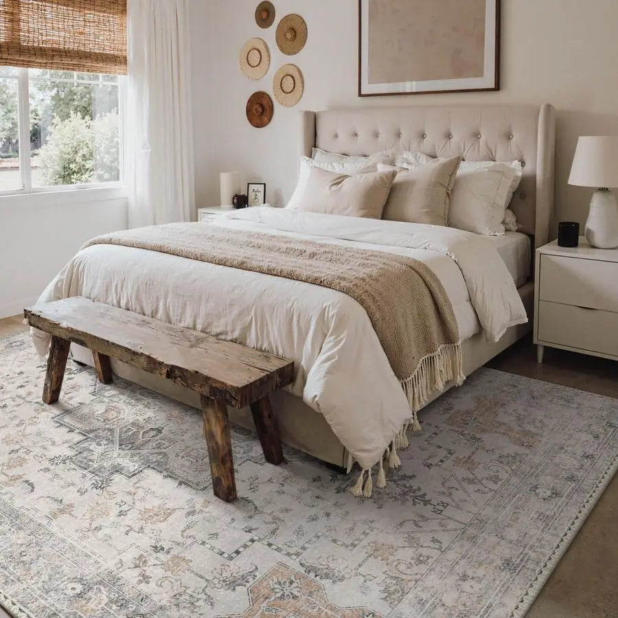 Dini Machine Washable Non Slip Chenille Area Rug For Living Room And Bedroom