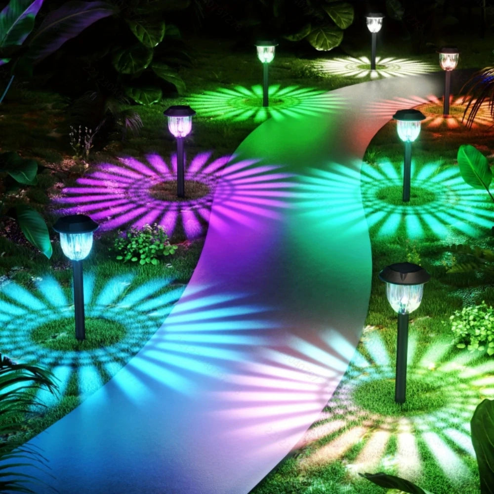 RGB Outdoor Solar Pathway Lights IP65 Waterproof 2 Pack