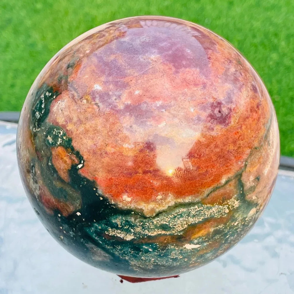 CrystalHola Ocean Jasper Sphere Healing Crystal Decoration