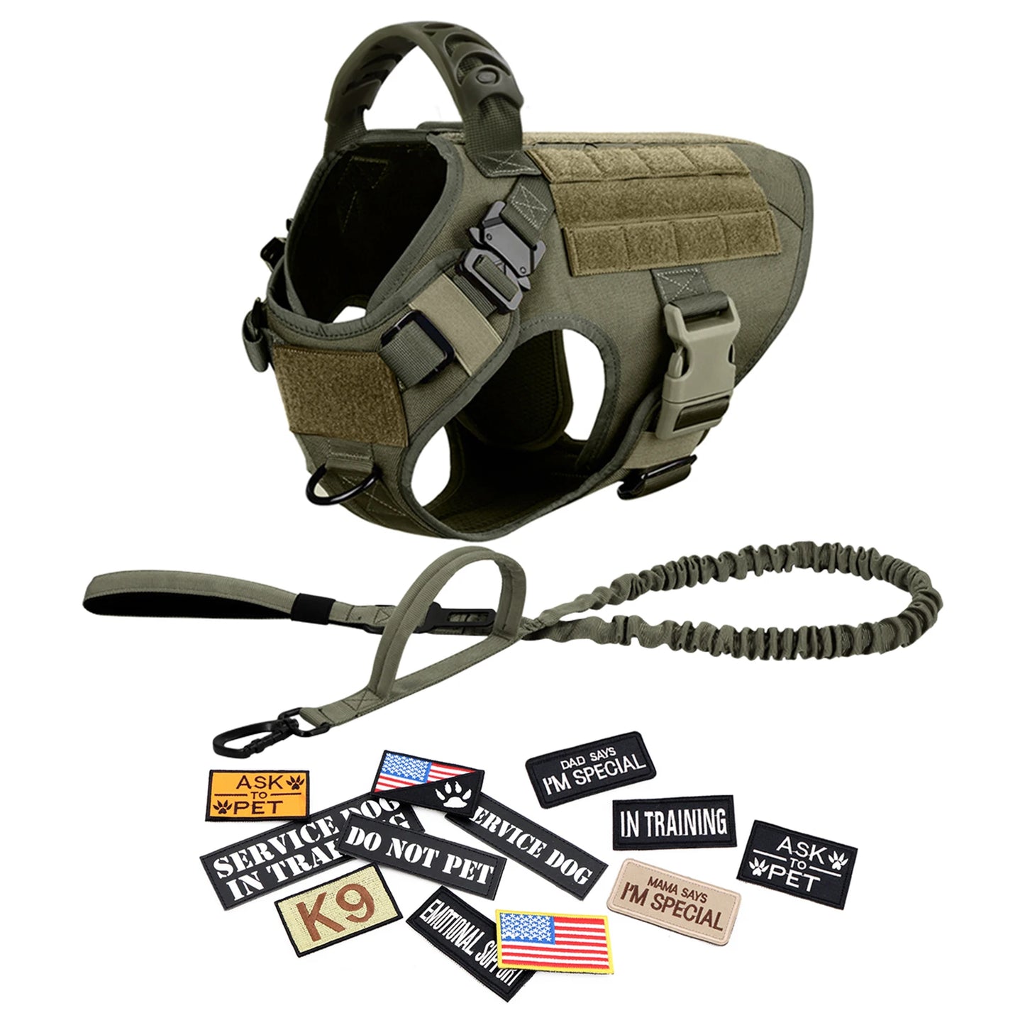 PETRAVELCN Military Dog Harness Vest With Leash Patches