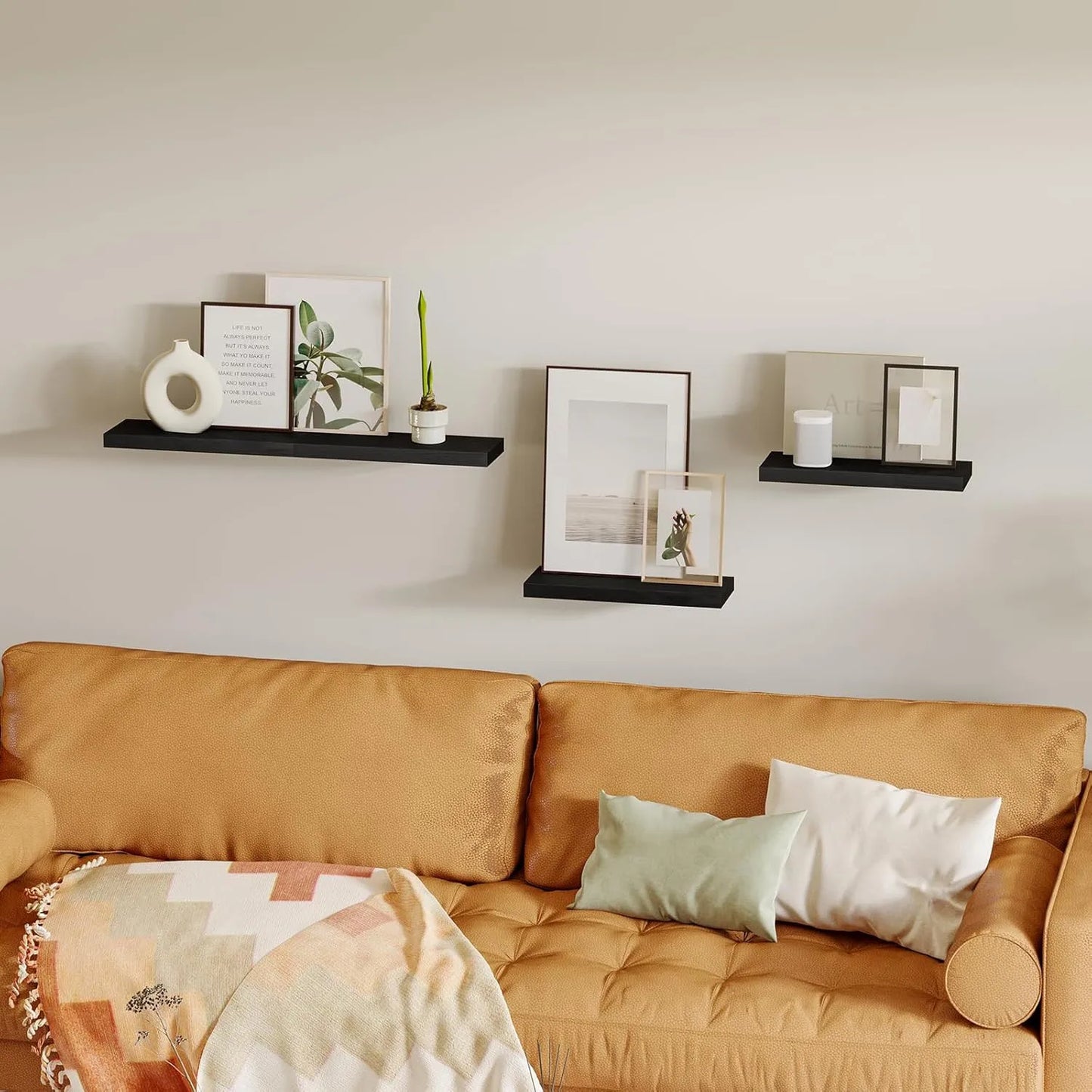Four Pack Floating Wall Shelves For Living Room And Bedroom