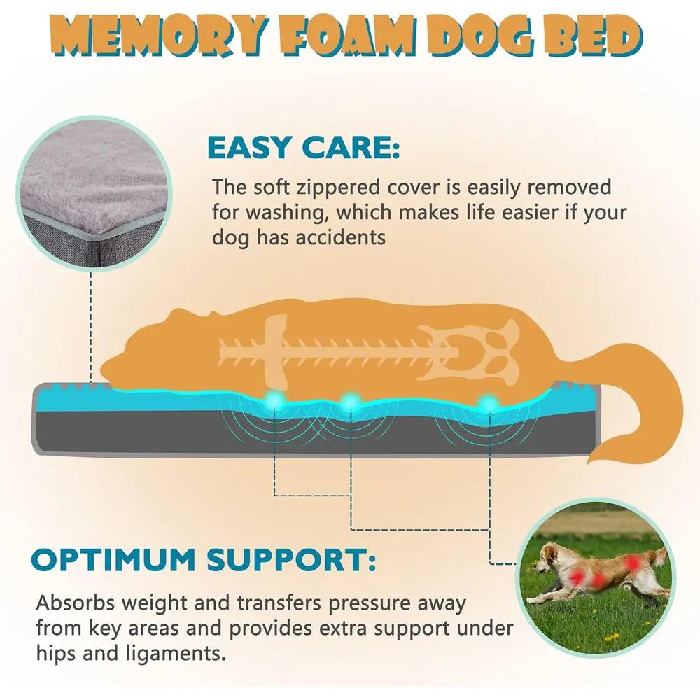 OVOZI Orthopedic Cooling Memory Foam Dog Bed With Waterproof Liner
