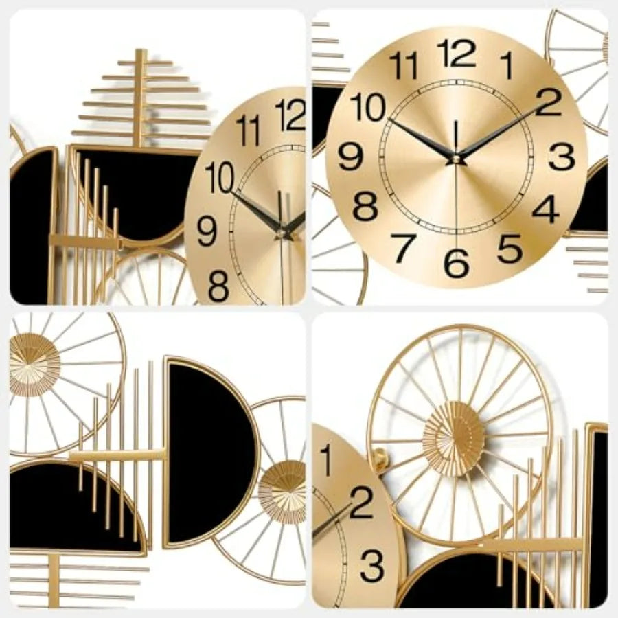 Modern Silent Metal Wall Clock Battery Operated Living Room Decor