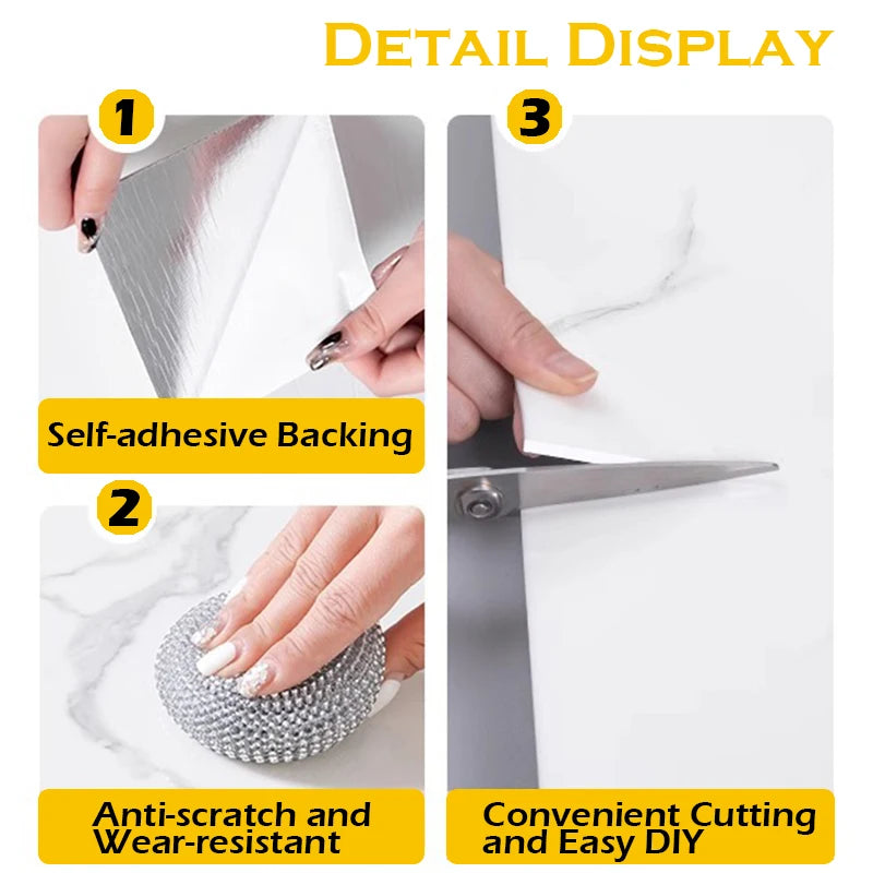 Marble PVC Self Adhesive Floor Tiles Waterproof Peel Stick For Kitchen Bathroom