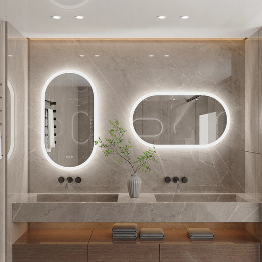 Wisfor LED Oval Backlit Bathroom Mirror Frameless Anti Fog