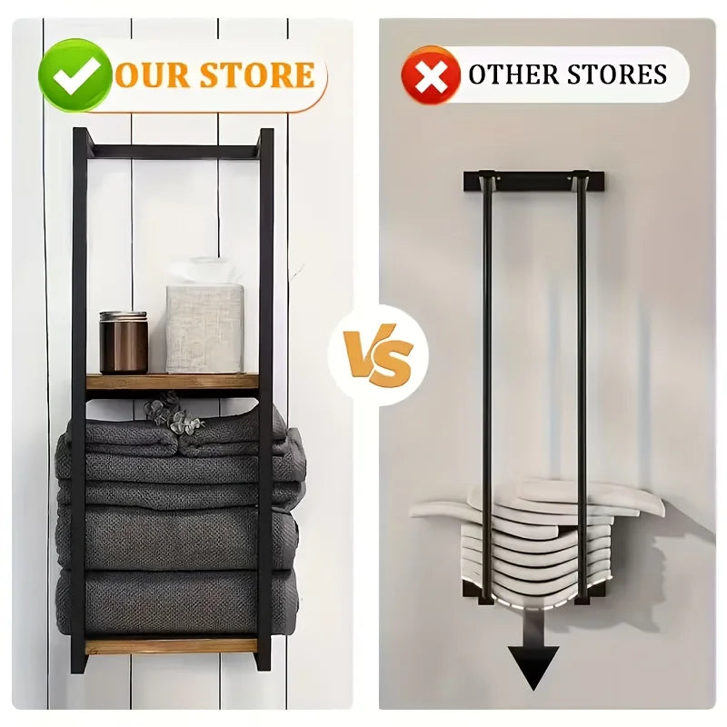 Two Layer Carbon Steel Wall Mounted Towel Rack French Country