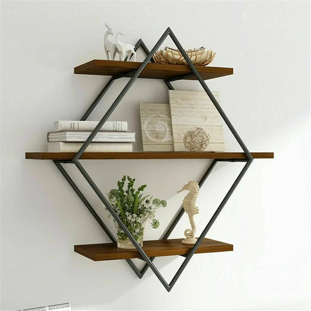 Wall Mounted Rustic Floating Wooden Shelves Kitchen Display