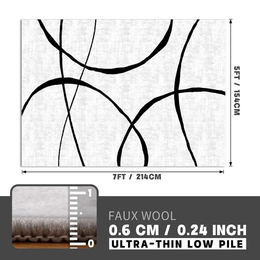 Washable Living Room Rug Abstract Modern Non Slip Home Office
