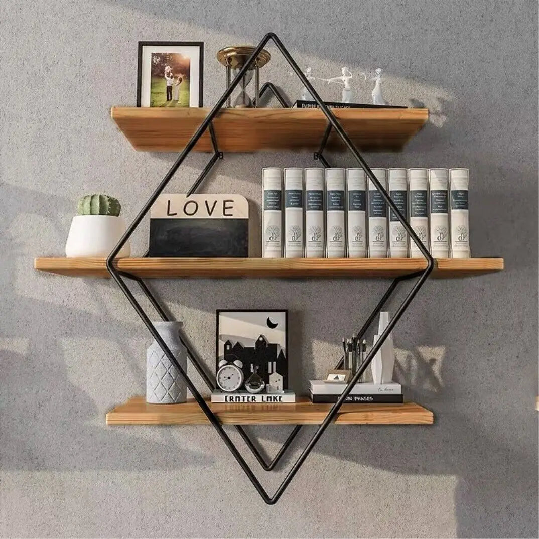 Wall Mounted Rustic Floating Wooden Shelves Kitchen Display