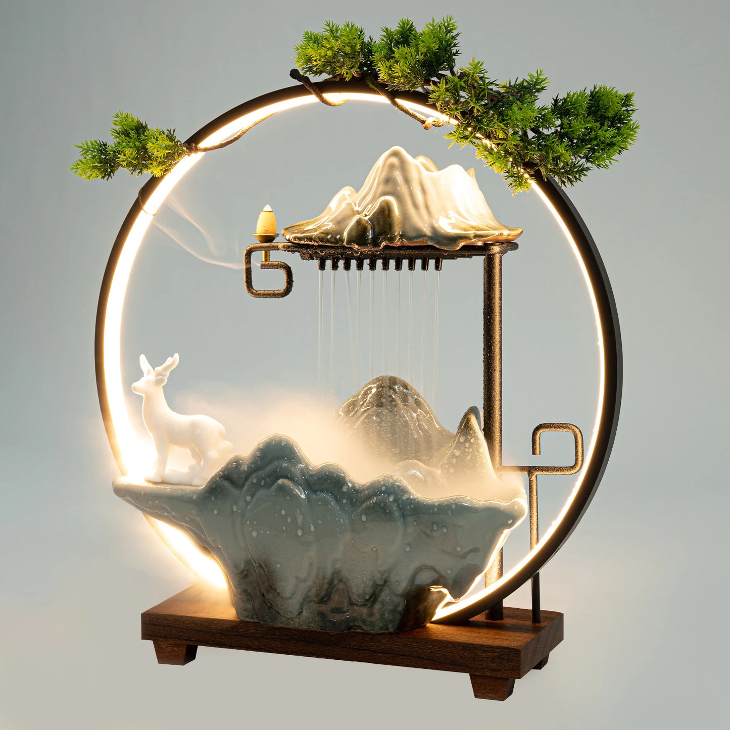 Tabletop LED Water Fountain Rockery Indoor Waterfall For Home Office