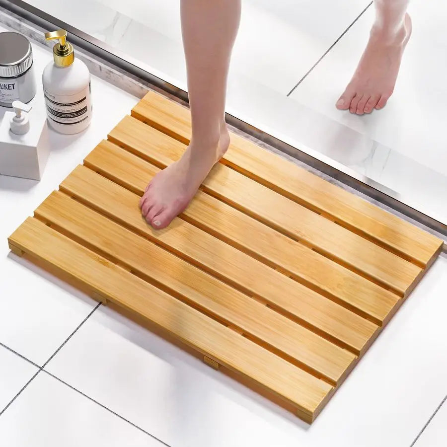 Bamboo Bath Mat Non Slip Waterproof Shower Floor Mat