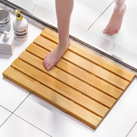 Bamboo Bath Mat Non Slip Waterproof Shower Floor Mat