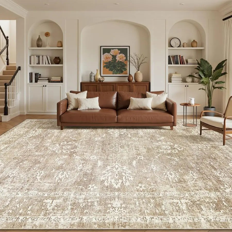 Machine Washable Wool Area Rug Striped With Non Slip PVC Backing
