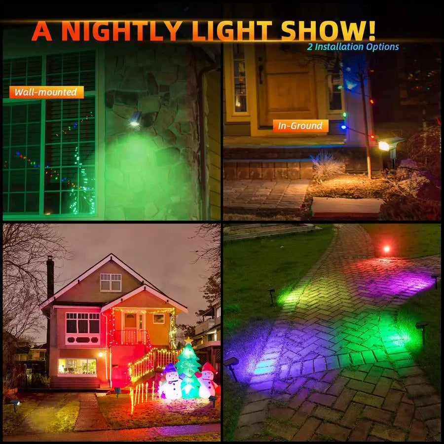 RGB Solar Landscape Path Lights Outdoor LED Spotlight