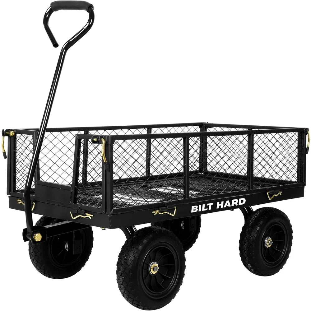 Flat Free Tire Garden Cart Steel Rotating Handle 4 CuFt