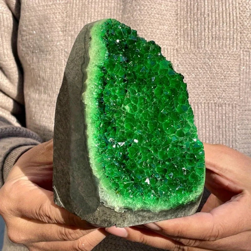 CrystalHola Hand Carved Geode Quartz Cluster Decor For Home