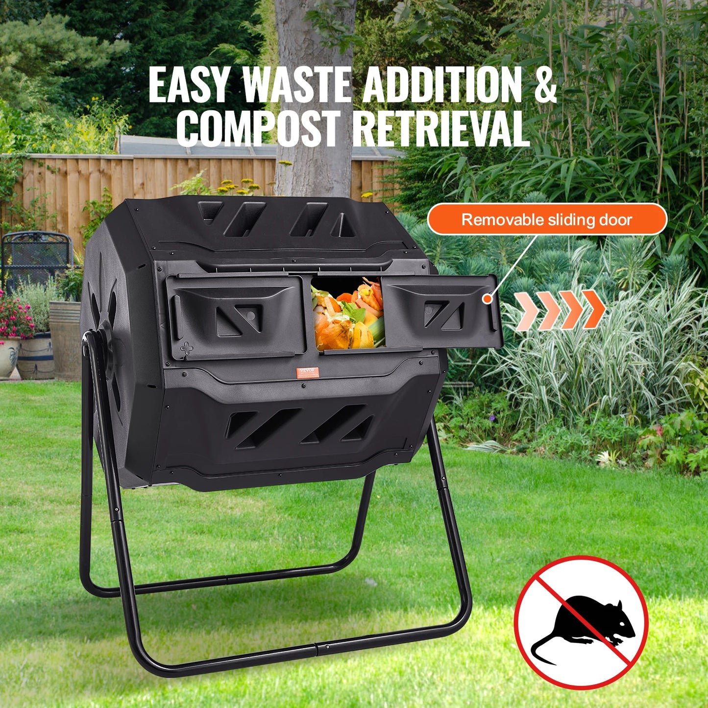 Compost Bin Dual Chamber Tumbler BPA Free For Garden Yard