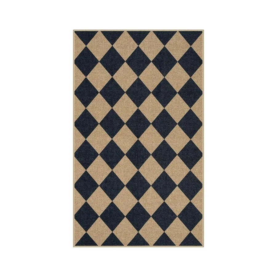 Natural Checkerboard Wool Rug For Indoor Outdoor Entryways